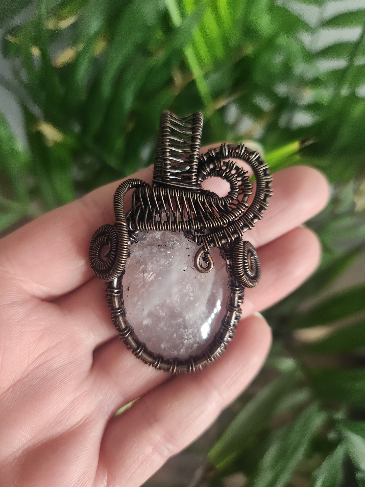 Rose Quartz Copper Wrapped Pendant