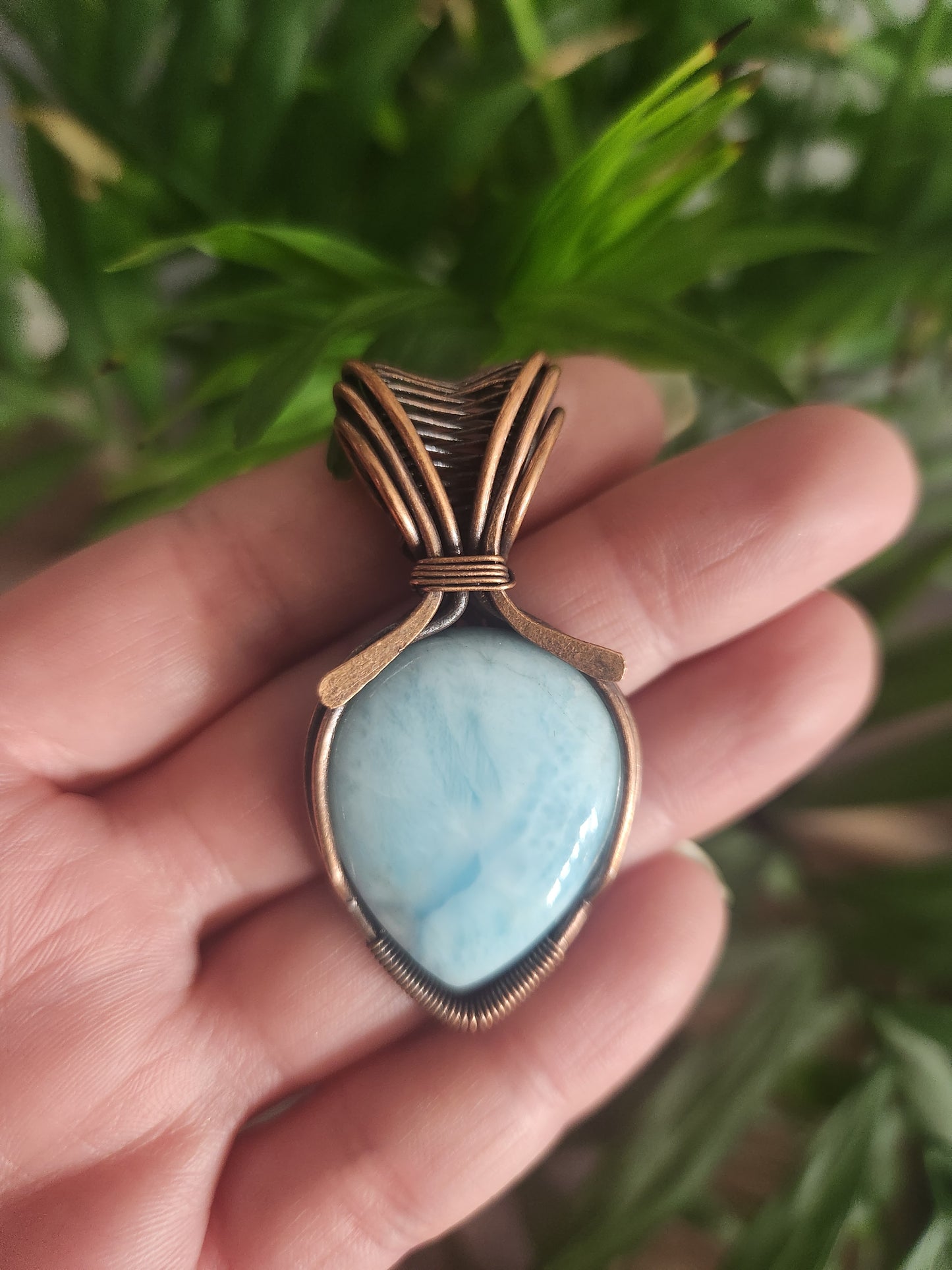 Larimar Copper Wrapped Pendant
