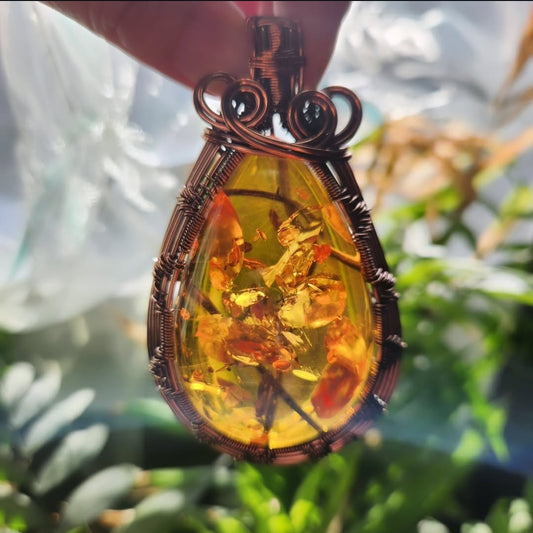 Baltic Amber Copper Wrapped Pendant
