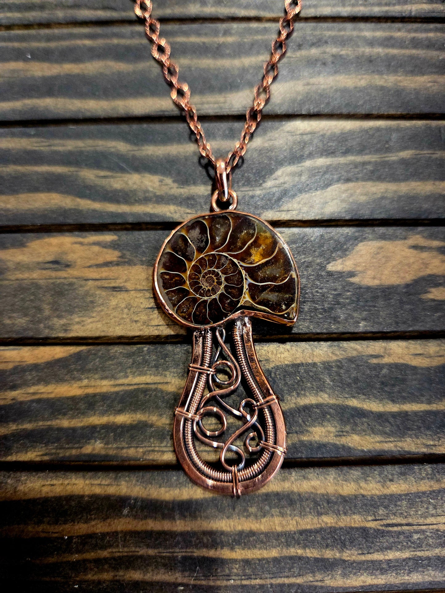 🍄 Ammonite Fossil Mushroom Pendant 🍄