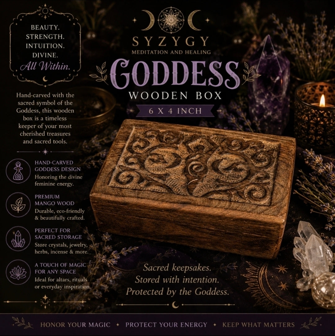 Earth Goddess Carved Wooden Box