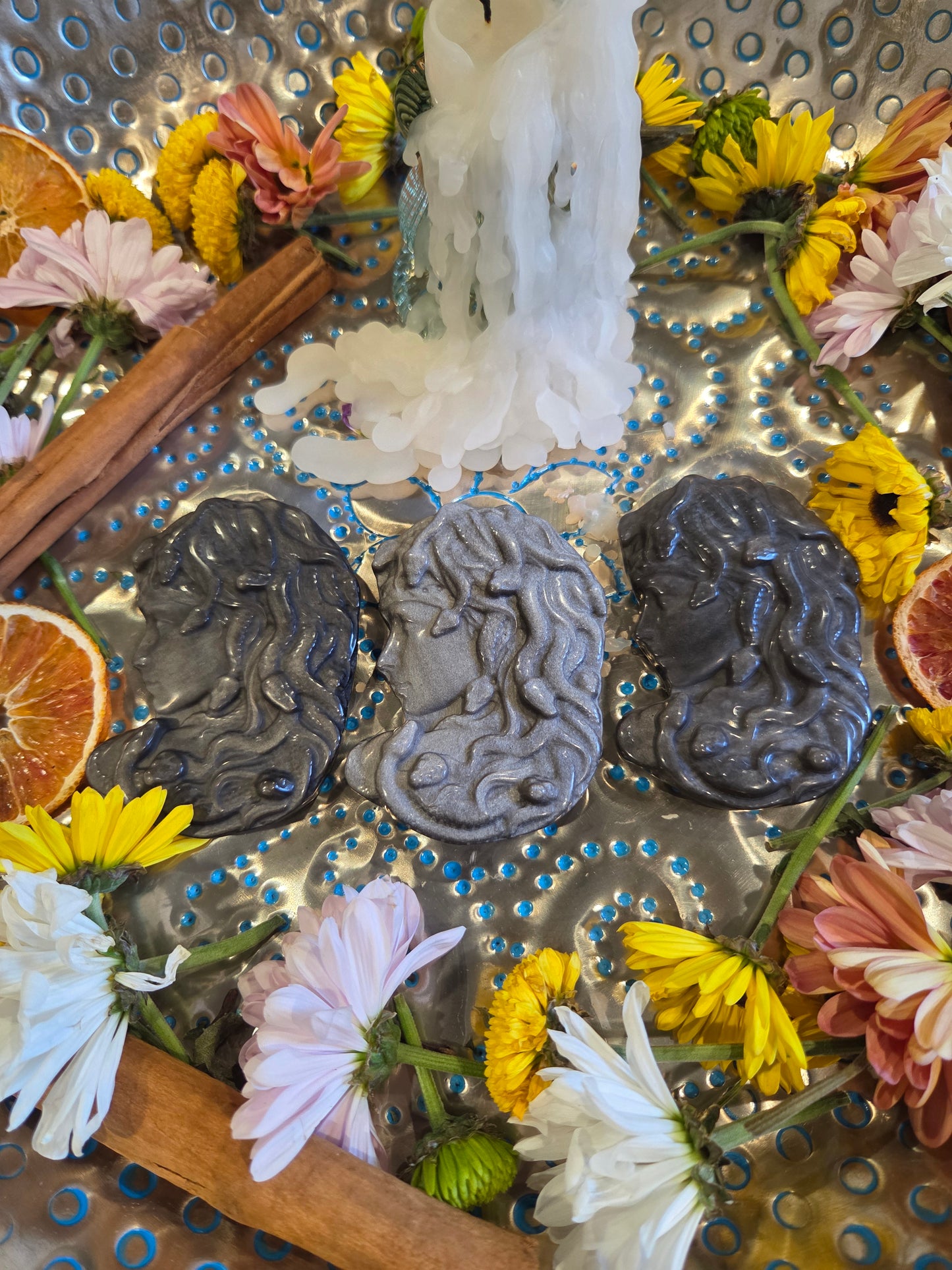 🐍🌑✨ Silver Sheen Obsidian Medusa – Shadow & Light Protection ✨🌑🐍