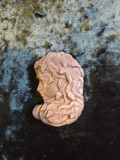 🐍🌑✨ Silver Sheen Obsidian Medusa – Shadow & Light Protection ✨🌑🐍