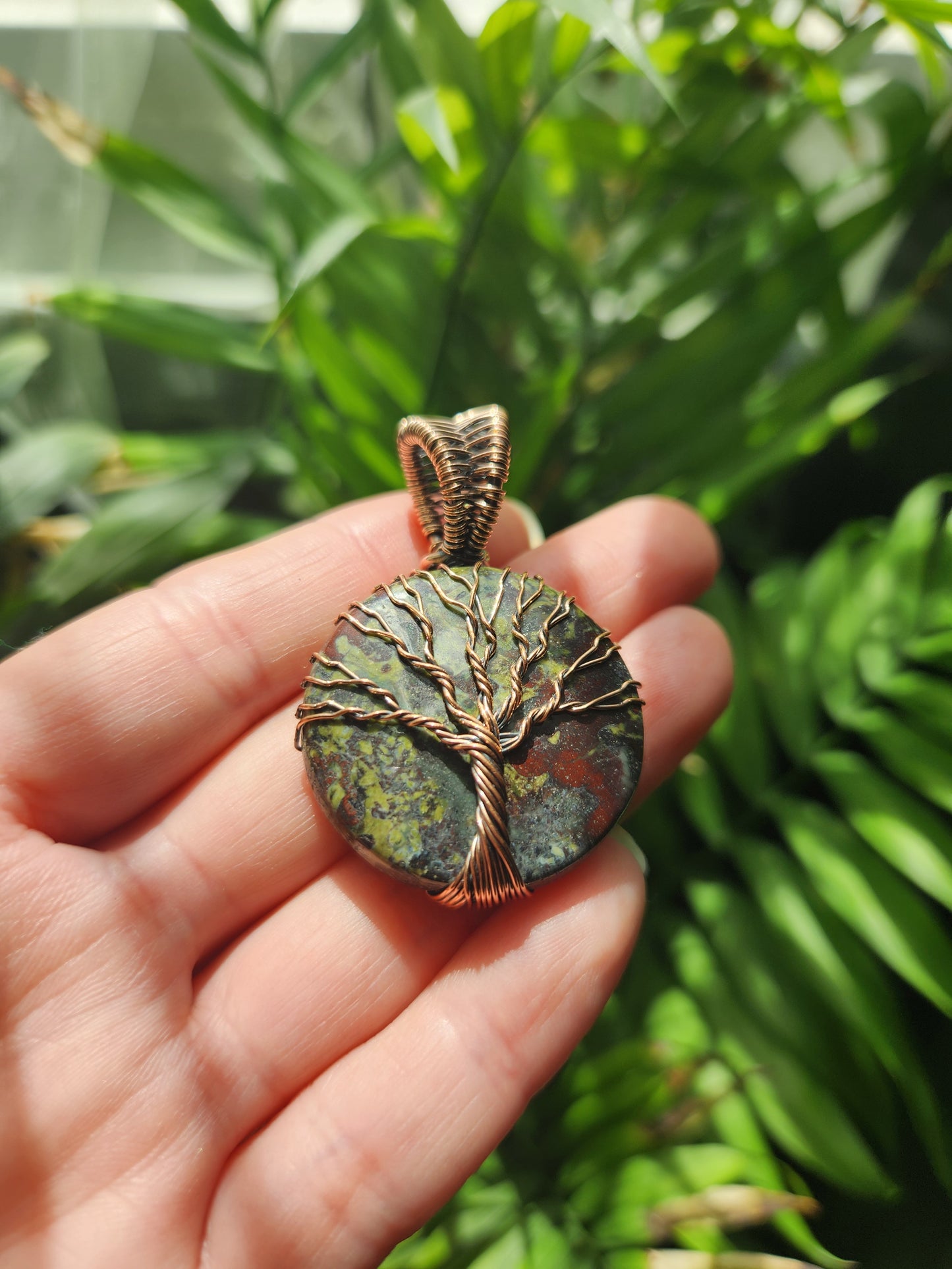 Dragons Blood Jasper Copper Wrapped Pendant