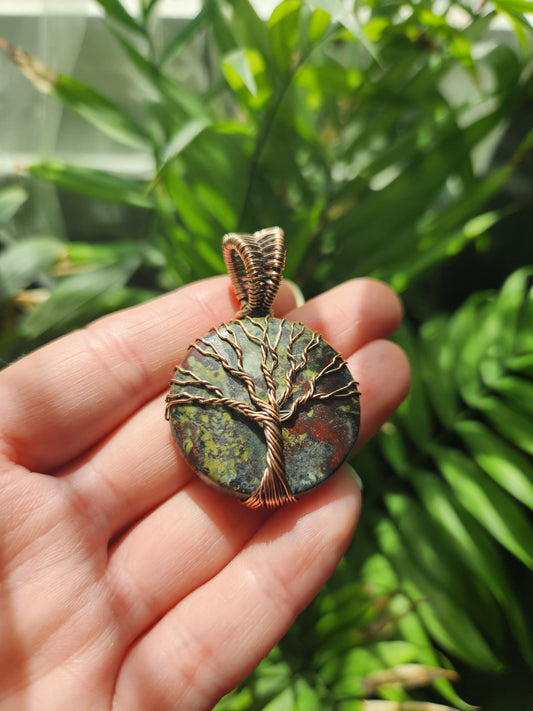 Dragons Blood Jasper Copper Wrapped Pendant