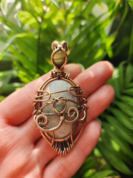 Moonstone Copper Wrapped Pendant