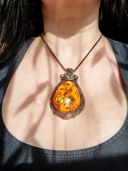 Baltic Amber Copper Wrapped Pendant