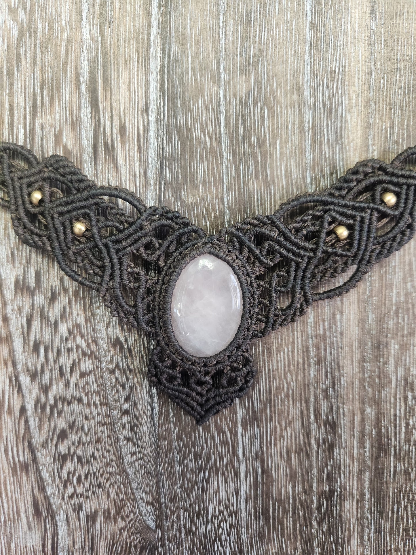 Rose Quartz Macrame Necklace