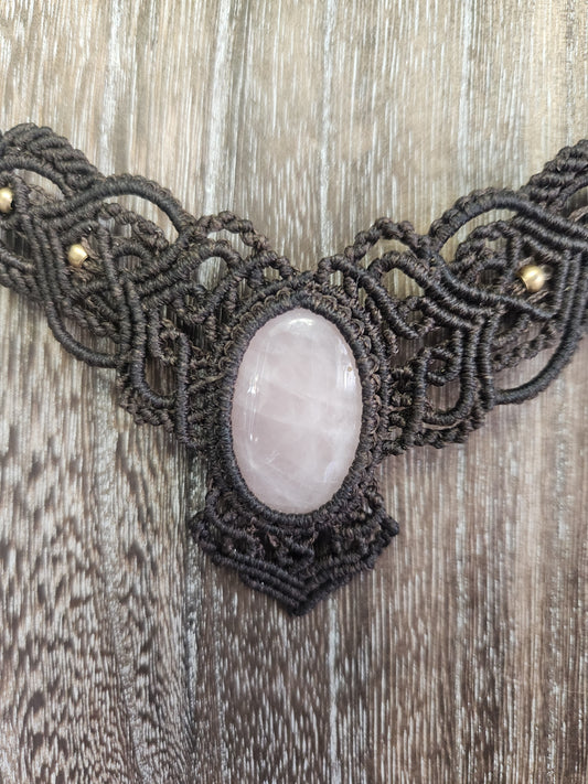 Rose Quartz Macrame Necklace