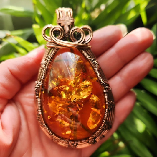 Baltic Amber Copper Wrapped Pendant