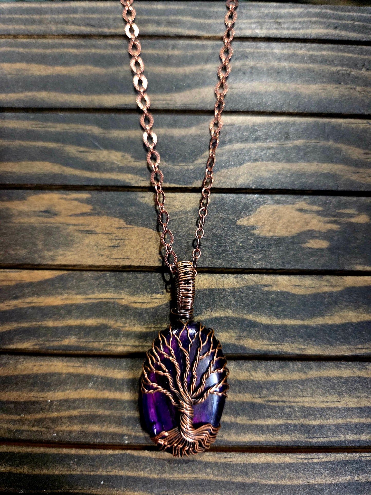 💜 Purple Flash Labradorite Tree of Life Pendant 💜