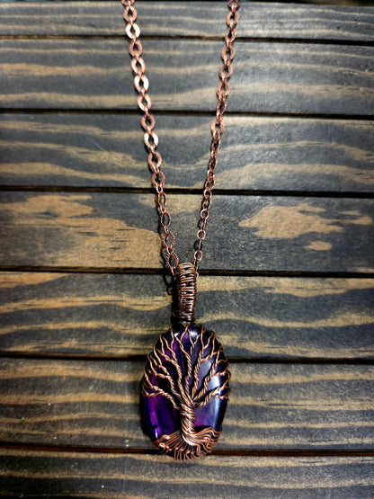 💜 Purple Flash Labradorite Tree of Life Pendant 💜