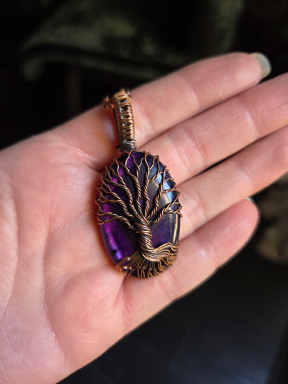 💜 Purple Flash Labradorite Tree of Life Pendant 💜
